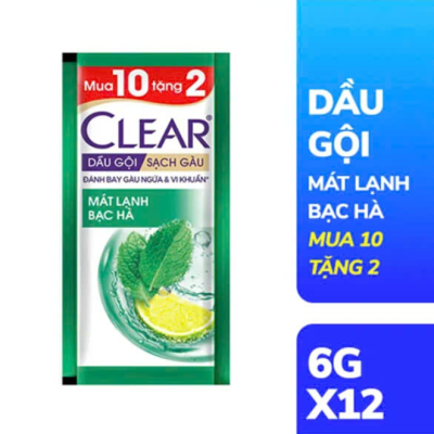 CLEAR Dầu Gội Mát Lạnh Bạc Hà 6gx(10+2)/dây