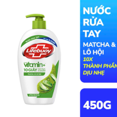 LIFEBUOY Nước Rửa Tay Vitamin Matcha & Nha Đam 450g/Chai
