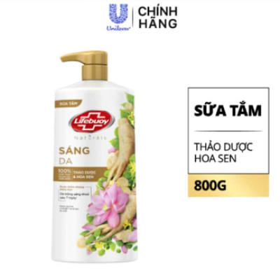 LIFEBUOY Sữa Tắm Sáng Da Thảo Dược & Hoa Sen 800g/Chai