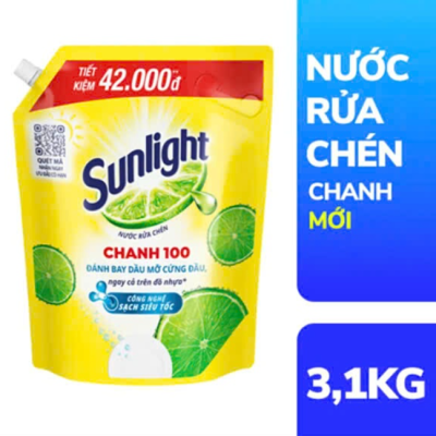 SUNLIGHT Nước Rửa Chén Chanh Mới túi 3.1kg/túi